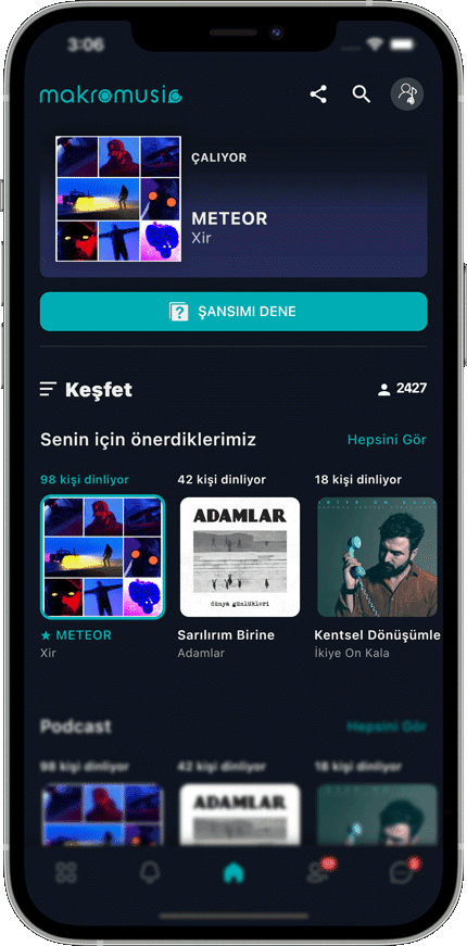 makromusic app explore page